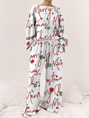 Women's Christmas Printed Lounge Long Sleeve Suit