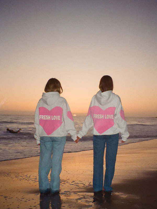 Crew neck loving heart hoodie