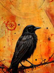 Unisex Halloween Raven Print Casual T-Shirt