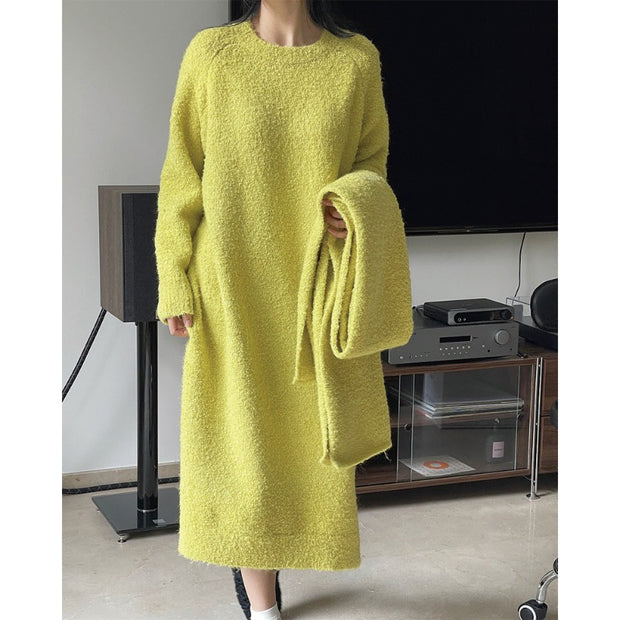 New Winter Slouchy Wool Loop Loose Warm Sweater Dress