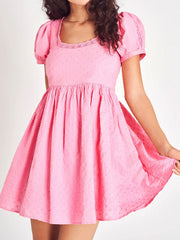 Pink u neck mini dress