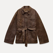 Fashion Animal Pattern Printing Lapel Coat