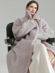 Oversized Teddy Fleece Coat for Women – Thick Shearling Jacket with Full Lining and Alpaca Wool Blend for Fall Winter