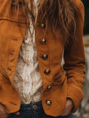 Vintage Caramel Cargo Button Jacket