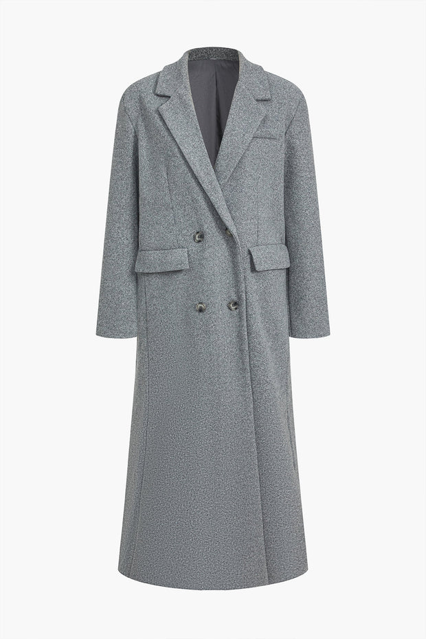 Solid Button Pocket Coat