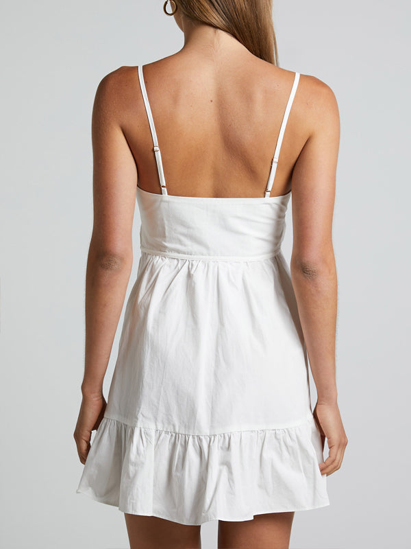 Ajustable straps v neck dress