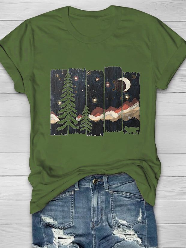 Darkness Forest Printed Crew Neck Women's T-shirt