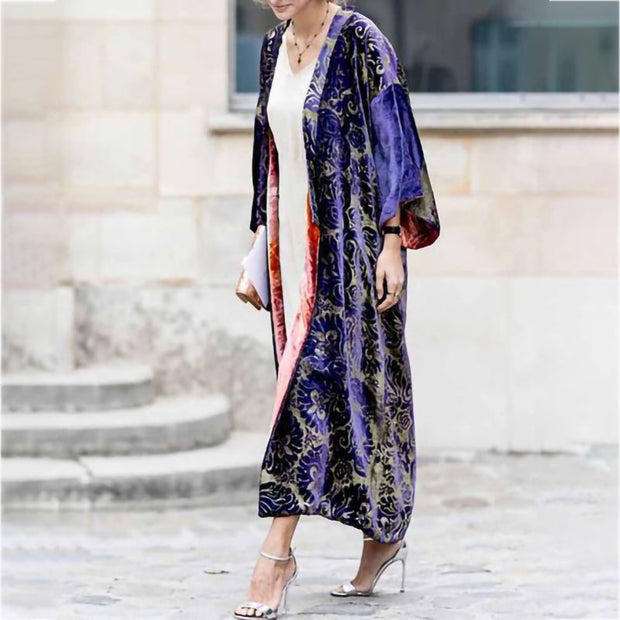 Printed Loose Long Sleeve Duster Kimono