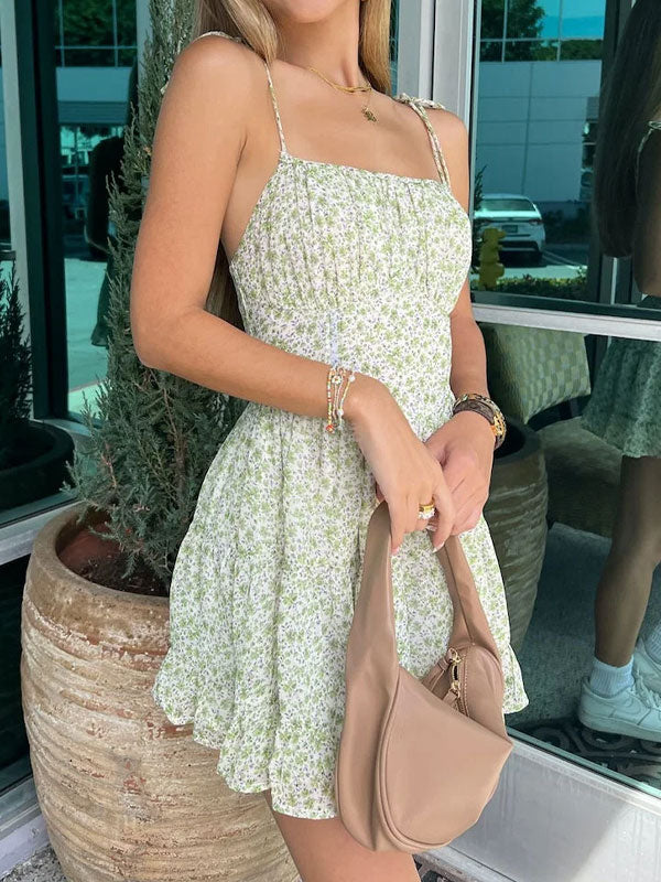 Light green tie up dress