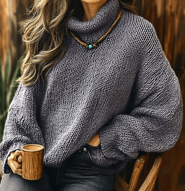 Women's Knitted Oversized Turtleneck Sweater