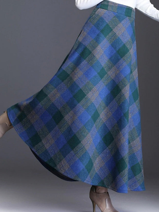 Tartan High Waist Flared Skirt