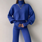 Casual Loose-fitting Long-sleeves Top and Pants Two-piece Set