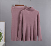 Loose Warm Turtleneck Sweater Two Piece Set