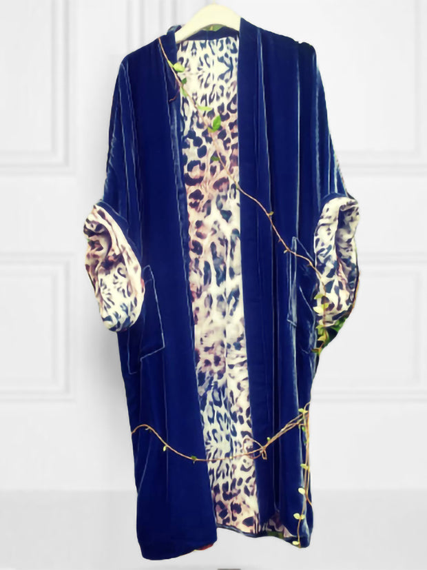 Fashion Lined Leopard Print Long Sleeved Kimono Duster