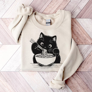 Vintage Noodle Cat Pattern Print Ladies Sweatshirt