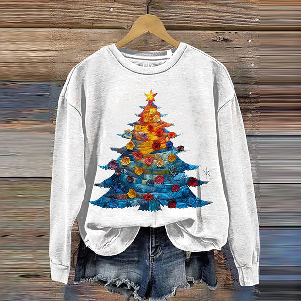 Women's Christmas Tree Art Casual Sweatshirt