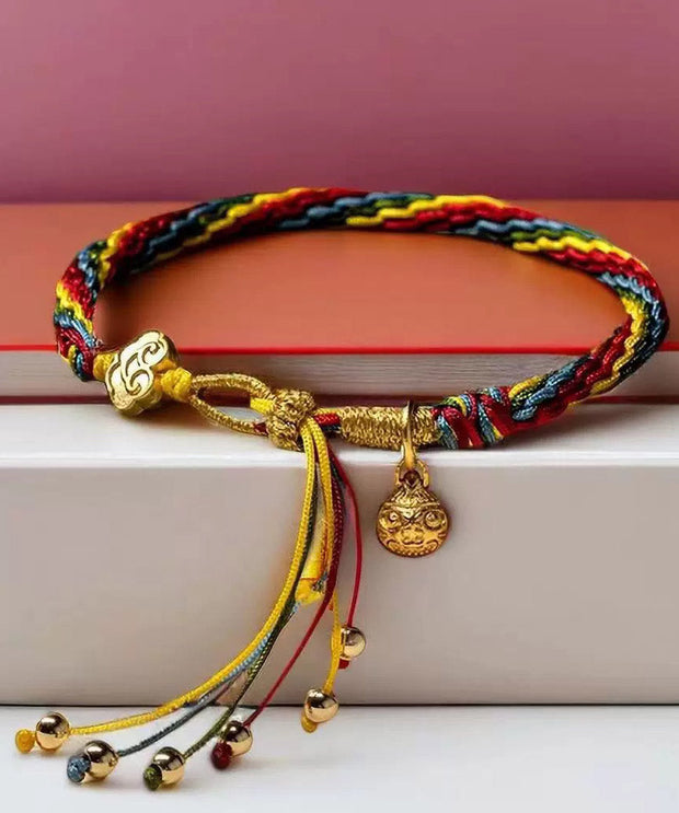 Stylish Rainbow Overgild Hand Knitting Animal Colorful Rope Charm Bracelet