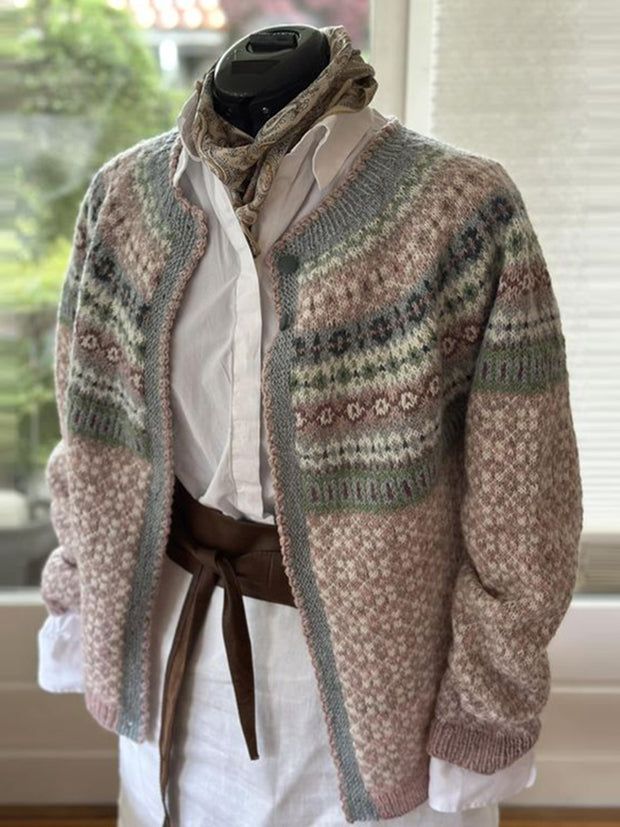 Vintage Icelandic Nancy Kofte Knit Jacquard Warmth Cardigan Unisex