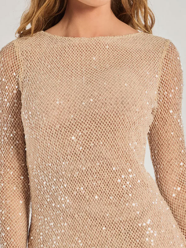 Crew neck sequin dress