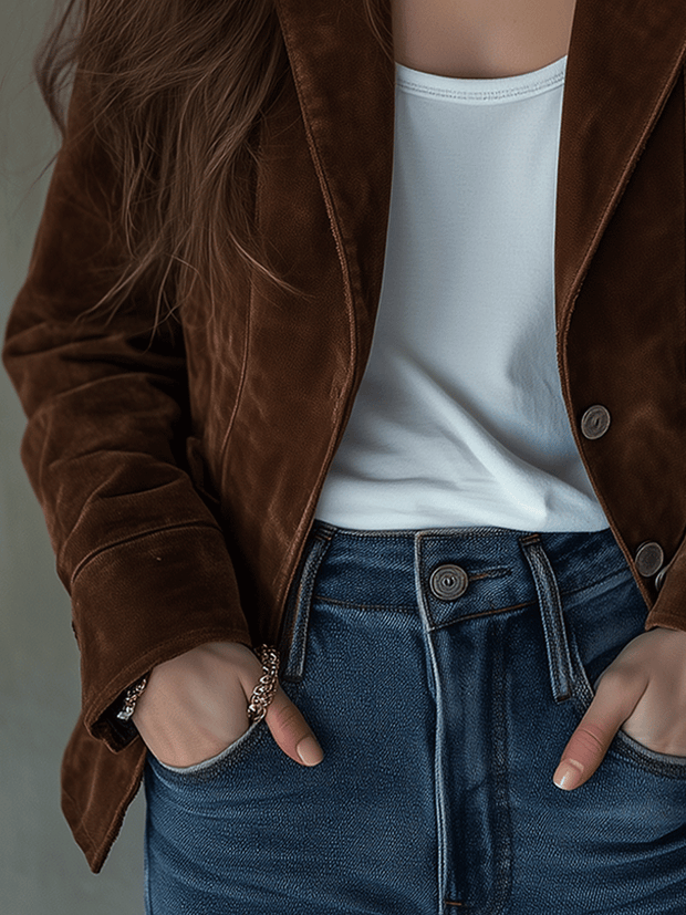 Luxurious Chocolate Velvet Blazer