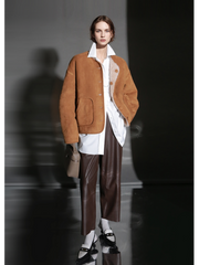 Reversible Suede Wool Coat for Women – Short Plush Jacket, Thick Warm Outerwear, Stylish Fall Winter New Arrival