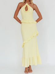 Halter ruffle maxi dress