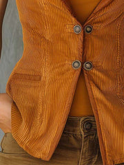 Western Corduroy Rustic Texture Slim Vest