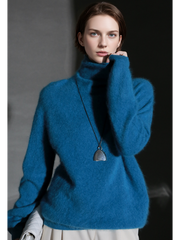 Luxury Cashmere Turtleneck Sweater – Seamless Design, Soft Brushed Knit, Solid Color Warm Pullover for Fall Winter