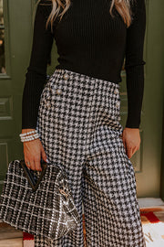 Autumn And Retro Winter Elegant Plaid Loose Wide-leg Pants Trousers