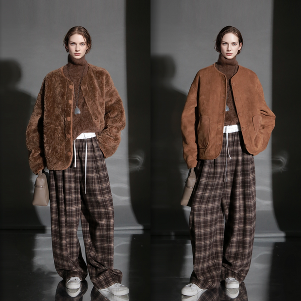 Reversible Suede Wool Coat for Women – Short Plush Jacket, Thick Warm Outerwear, Stylish Fall Winter New Arrival