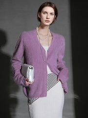 Elegant Cashmere Brushed Knit Cardigan – Soft Luxury Sweater Jacket for Women, Cozy Chic Layer for Fall