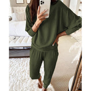 Casual Loose Solid Color Long-sleeves Knitted Set