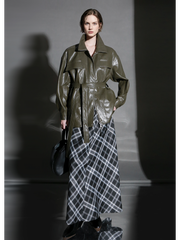 Women’s Biker-Style Leather Jacket – Casual Lambskin Short Coat for Autumn Versatile Chic Look