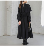 Loose Casual With Piece Long Sleeves And Round Neck Maxi Dress