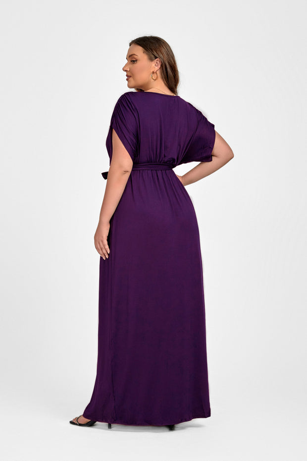 Plus Dolman Sleeve Wrap Maxi Party Dress