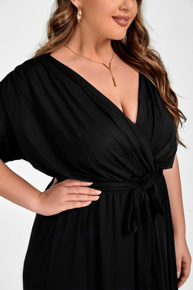 Plus Dolman Sleeve Wrap Maxi Party Dress