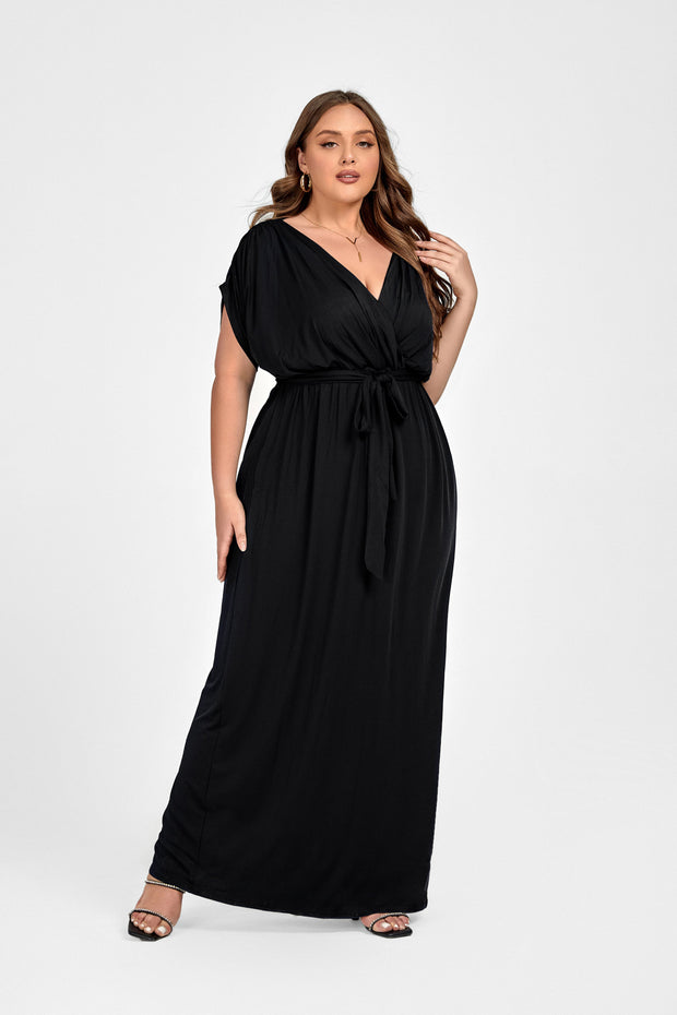 Plus Dolman Sleeve Wrap Maxi Party Dress