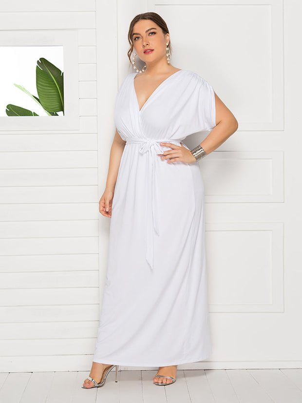 Plus Dolman Sleeve Wrap Maxi Party Dress