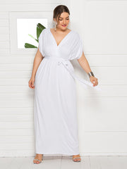 Plus Dolman Sleeve Wrap Maxi Party Dress