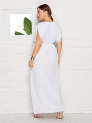 Plus Dolman Sleeve Wrap Maxi Party Dress