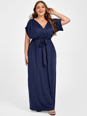 Plus Dolman Sleeve Wrap Maxi Party Dress