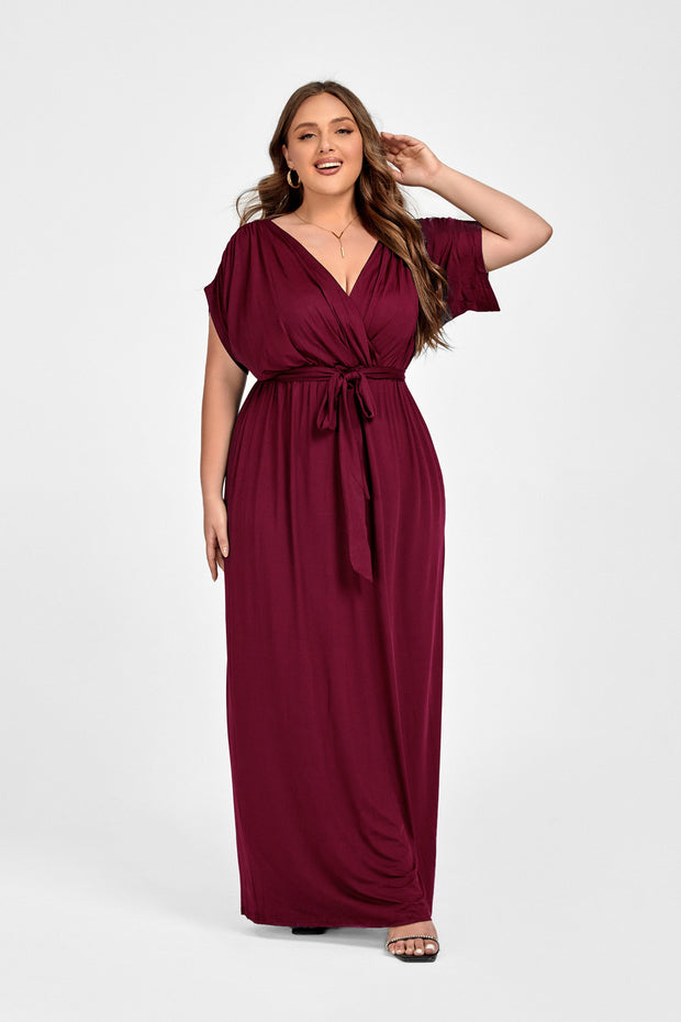 Plus Dolman Sleeve Wrap Maxi Party Dress