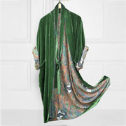 Fashion Lined Cashew Flower Print Loose Kimono Duster