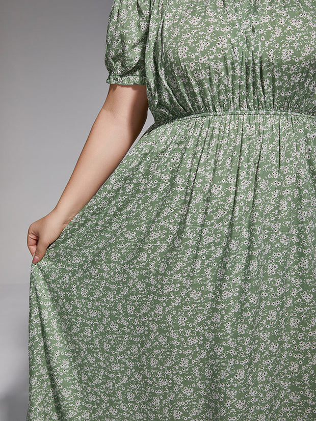 Plus Sage Green Floral Off-Shoulder Maxi Dress