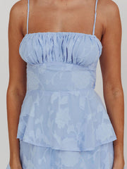 Spaghetti straps tiered maxi dress