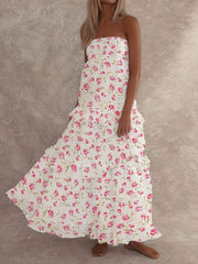 Strapless ruched maxi dress