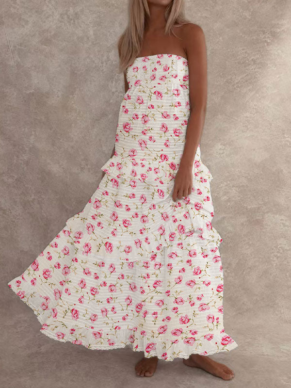 Strapless ruched maxi dress