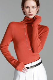 Merino Wool Minimalist Mock Neck Ribbed Knit Top – Cross-Strap Seamless Solid Color Sweater