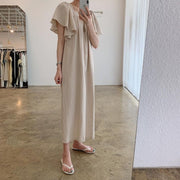 Square Collar Waist Loose Long A-Line Maxi Dress