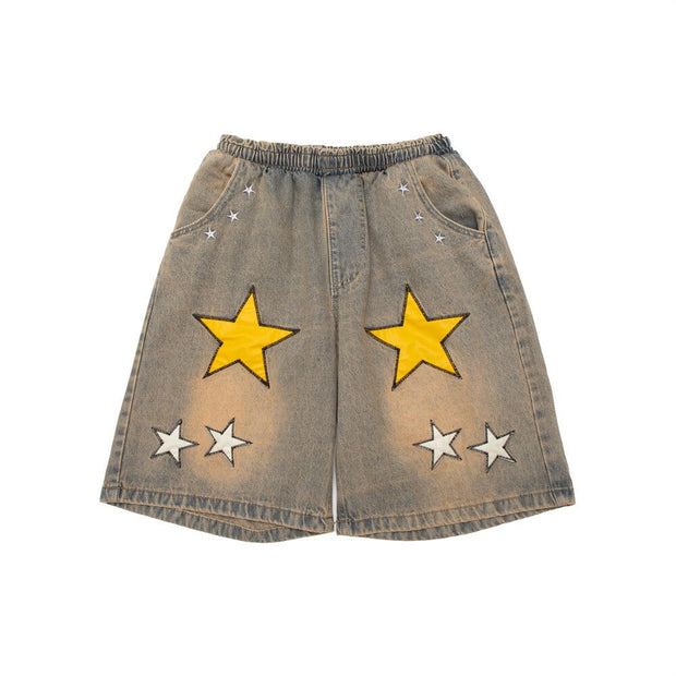 Harajuku Denim Shorts 2022 New Men Patchwork Oversized Hip Hop Blue Jeans Shorts Summer Casual Loose Shorts